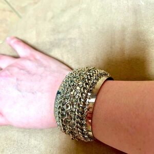 Beautiful silver thick cuff bracelet and you can adjust to how ever you want it